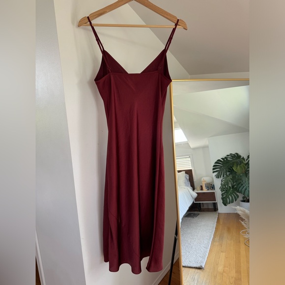 Wilfred Only Slip Satin Midi Dress - Garnet Red - Size Small - Picture 4 of 6
